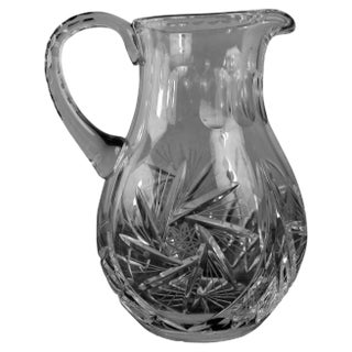 Graved Crystal Cider Pitcher For Sale