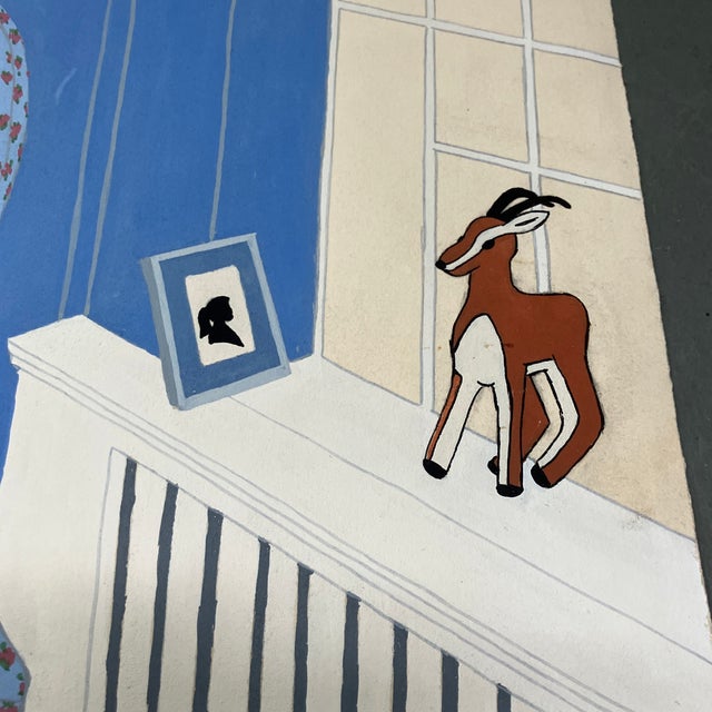 Figurative 1970’s Original Folk Art Children’s Room Teddy Bear Watercolor Painting For Sale - Image 3 of 7