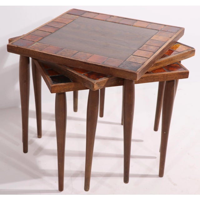 Mid Century Tile Top Stacking Tables For Sale - Image 11 of 13