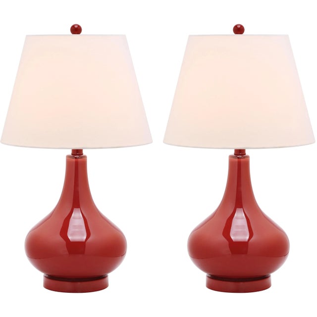 Modern 24 Inch H Gourd Glass Table Lamp in Red - a Pair For Sale - Image 3 of 8