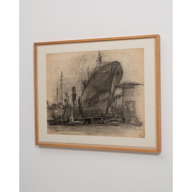 Early 20th Century France Charcoal Wood Drawing For Sale - Image 11 of 15