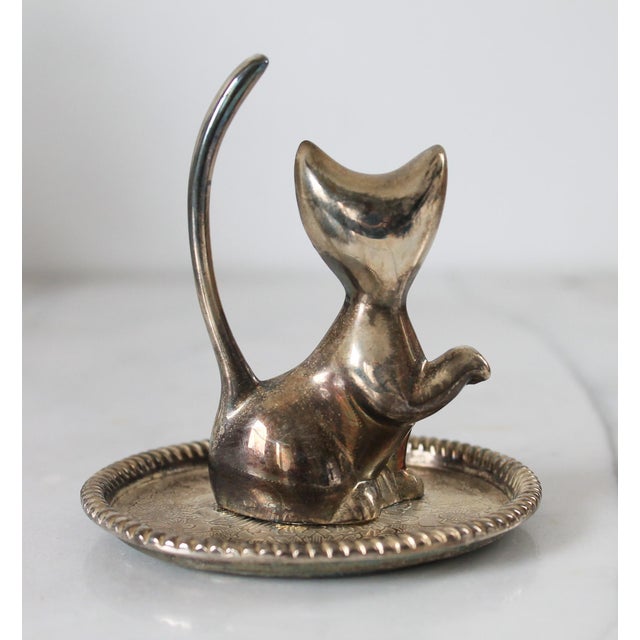 Vintage Silver Plate Cat Ring Holder For Sale In Milwaukee - Image 6 of 11