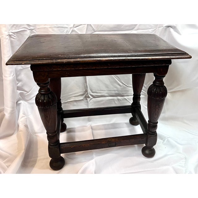 Antique 1800s English Oak Joint Stool/Side Table For Sale - Image 10 of 15