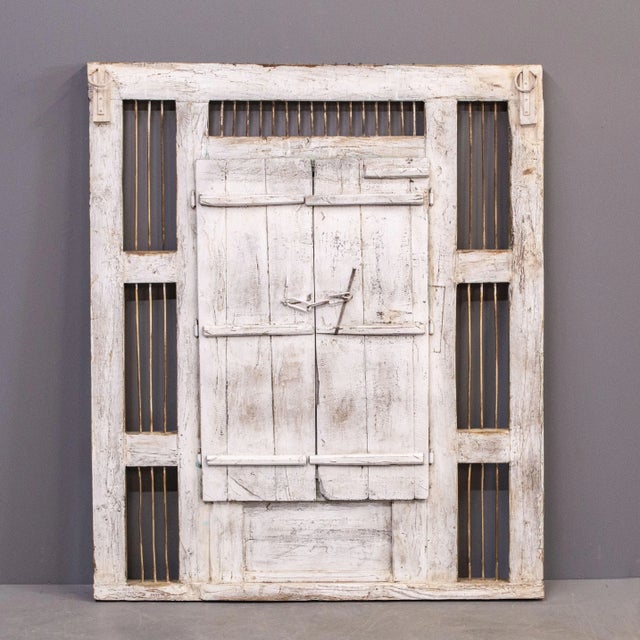 Early 20th Century Antique Folk Art Painted Window and Surround From India For Sale - Image 11 of 12