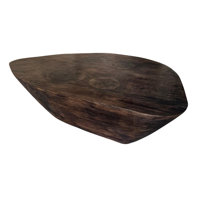 Andrianna Shamaris Single Charred Minimalist Teak Wood Coffee Table For Sale