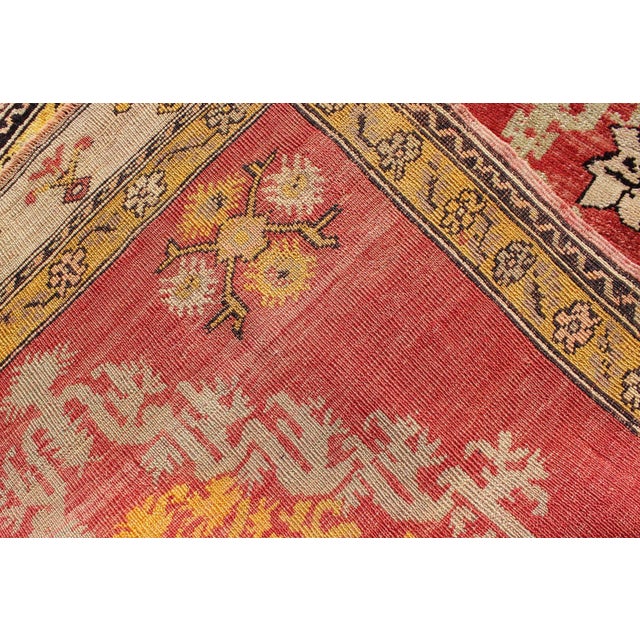Red Antique Turkish Oushak Runner With Tribal Medallions in Red 3'0"x10'3" For Sale - Image 8 of 8