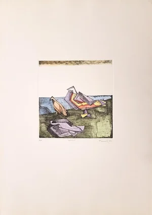 Birds - Original Etching by Adam Moussa - 1973 1973