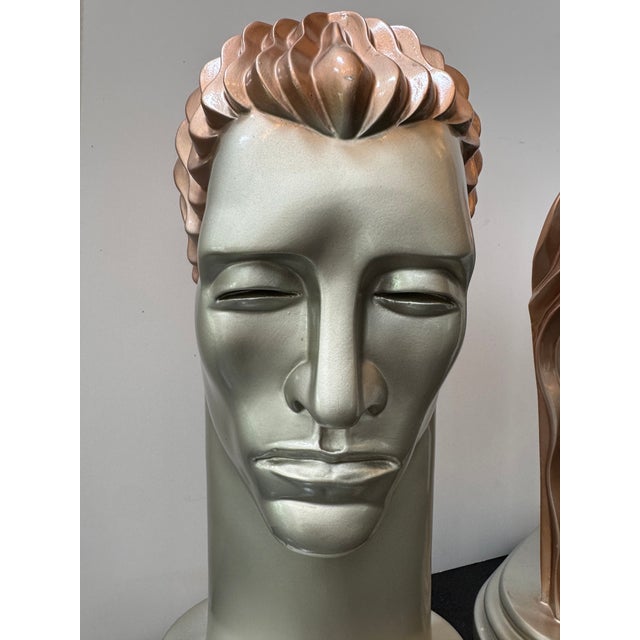 1980s 1980s Art Deco Revival Busts After Lora Marx -a Pair For Sale - Image 5 of 15