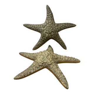 Pair of Vintage 1970s Brass Starfish Wall Hanging Sculptures For Sale