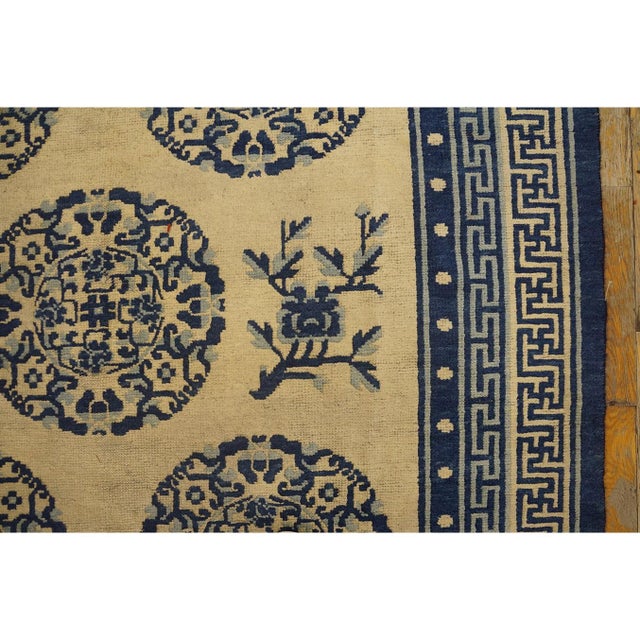 Antique Ningxia Chinese Allover Medallion Knotted Rug, Country of Origin: China, Circa Date: 1850s. This exceptional...