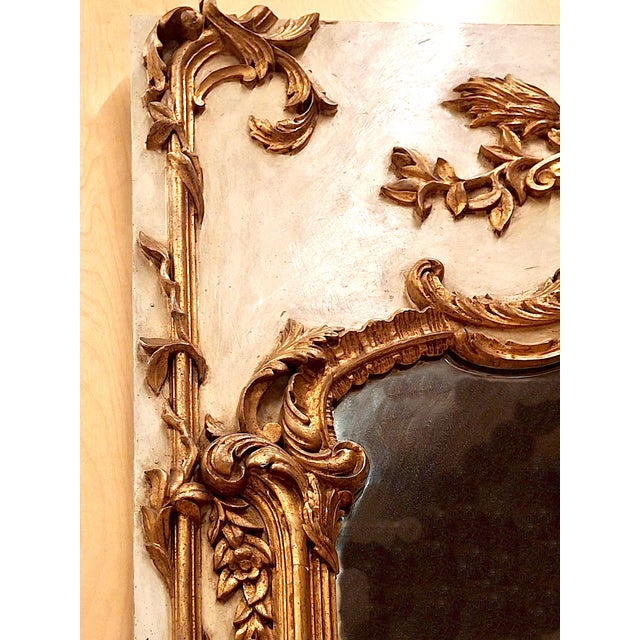 Rococo Louis XV-style Gilt Wood Trumeau Mirror For Sale - Image 3 of 13