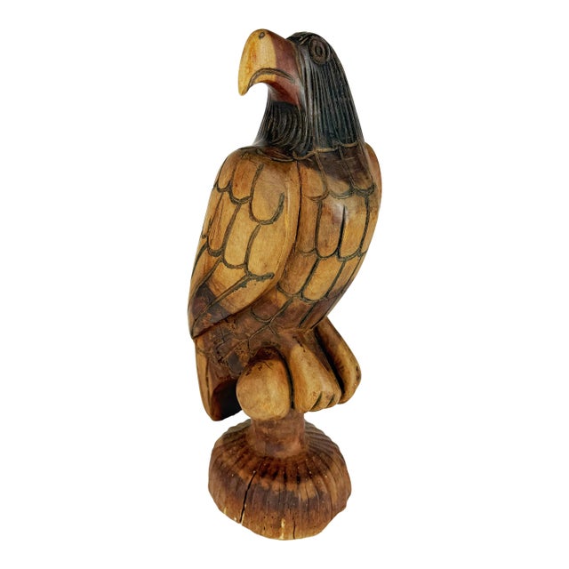 Americana Hand-Carved Wood Eagle Sculpture Folk Art For Sale
