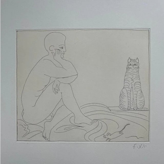 Francois-Xavier Lalanne (1927-2008) Cat, mouse and seated man, 2002 This print by François Xavier Lalanne depicts a cat, a...