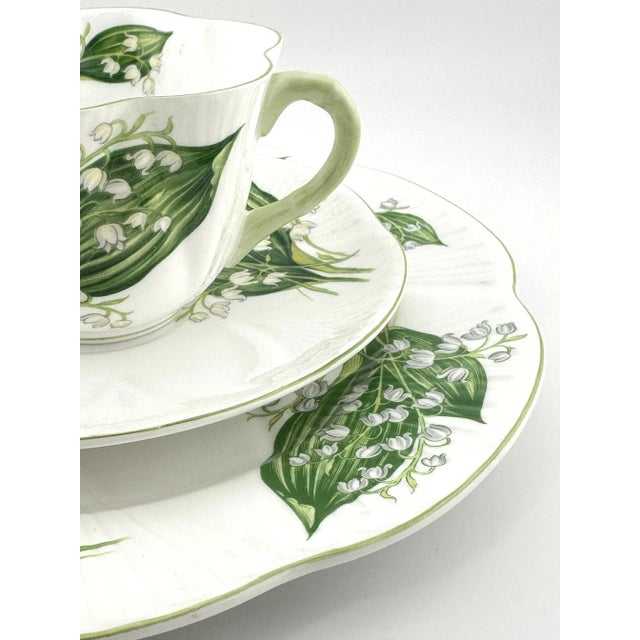 Shelley Shelley Lily of the Valley Dainty Cup, Saucer and Plate, Vintage English Bone China 3 Piece Tea Set For Sale - Image 4 of 8
