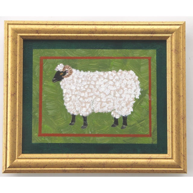 Cleo Plowden Black Sheep Americana Folk Art Minimalism Mauve Burgundy Original Oil Painting by Cleo Plowden For Sale - Image 4 of 5