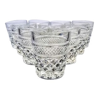 Vintage Anchor Hocking Pressed Glass "Wexford" Old Fashioned Rocks Lowball Glasses - Set of 10 For Sale