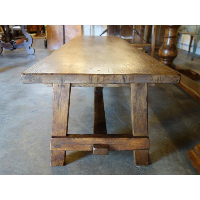 Contemporary 18th Century Style Italian Capretta Solid Old Oak Bench For Sale - Image 12 of 12
