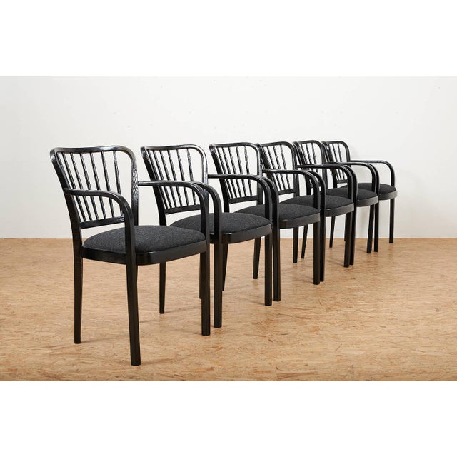 Chair Set in Brushed and Black Lacquered from Horgen Glarus, 1960, Set of 6 For Sale - Image 3 of 10