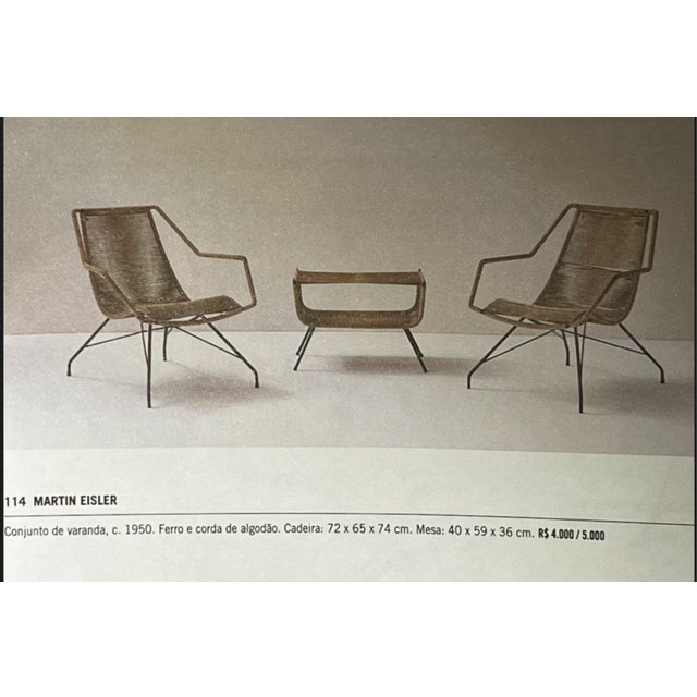 Brazilian Modern Armchairs in Iron & Sisal, Carlo Hauner, 1950s For Sale - Image 10 of 14