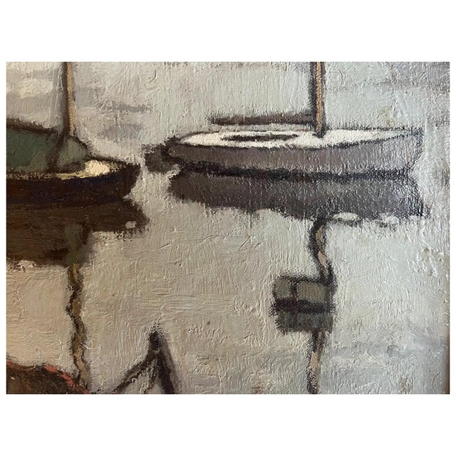 Textile Edward Henry Molyneux (British, 1891-1974) Oil Painting on Canvas Evening Harbor at Dusk, 1938 For Sale - Image 7 of 13