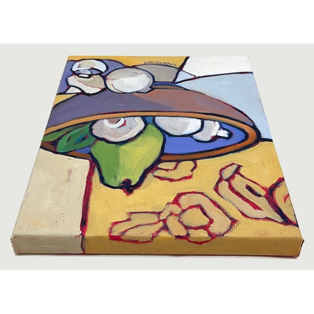 The Humble Mushroom and Quiet Pear – Oil on Canvas, 10 X 8 In, Warm Organic Still Life For Sale In New York - Image 6 of 8