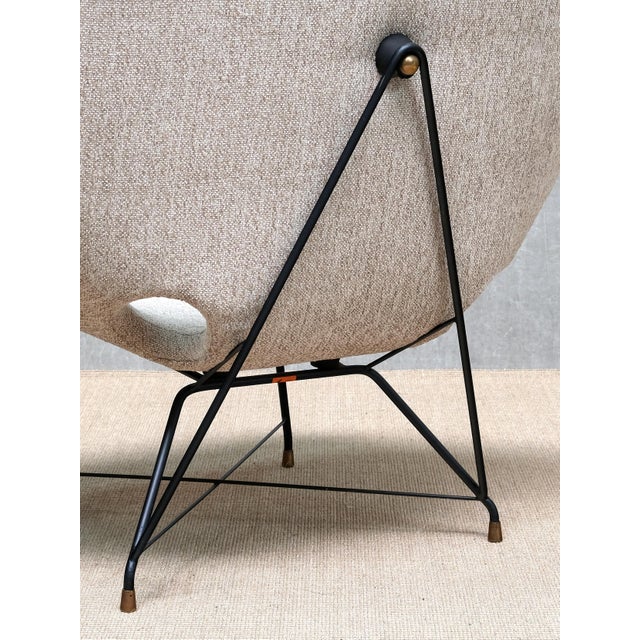 Metal Kosmos Lounge Chair in Ivory Chenille by Augusto Bozzi for Saporiti Italia, 1950s For Sale - Image 7 of 10