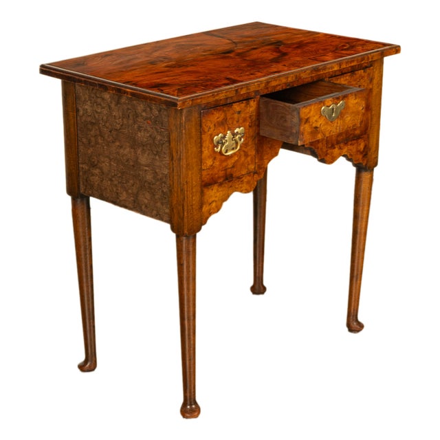 Early 18th Century Antique Irish 18th Century Burl Walnut George I Lowboy Dressing Table Desk 1720 For Sale - Image 5 of 12