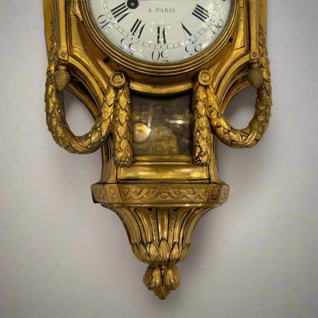 Late 18th Century Cronier Paris Louis XVI Period Gilt Bronze Wall Clock France For Sale - Image 13 of 18