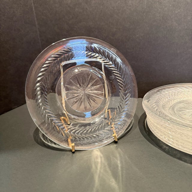 Vintage Clear Cut Crystal Fruit Plate Set- 9 Pieces For Sale - Image 4 of 17