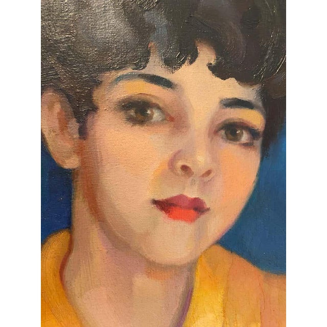 Acrylic Modern Portrait of Lady in Yellow Kimono For Sale In Los Angeles - Image 6 of 8