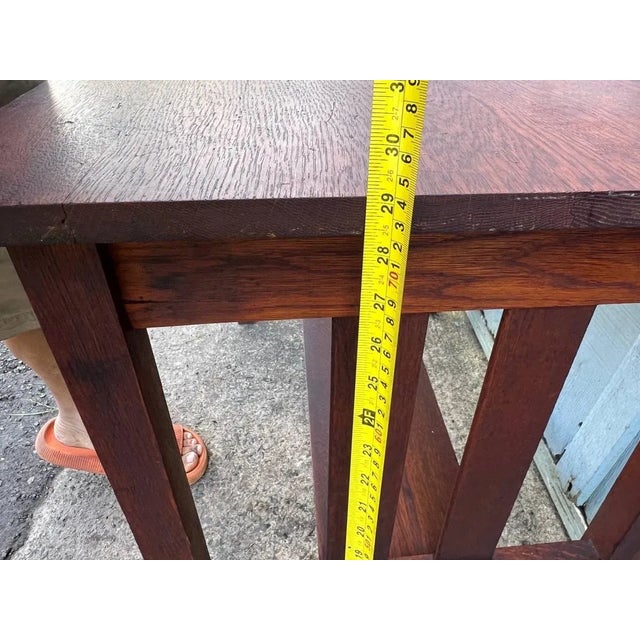 Antique Mission Oak Arts & Crafts Library Table or Writing Desk For Sale - Image 12 of 12