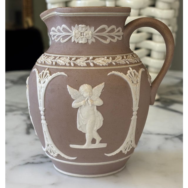 Antique Adam's Lilac Jasper Dip / Lilac Jasperware Petite Pitcher, Made in England For Sale - Image 4 of 15