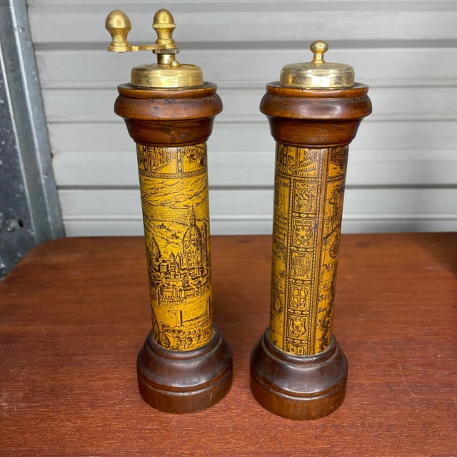 Italian Vintage Italian Florentine Wooden Salt Shaker and Peppermill- a Pair For Sale - Image 3 of 8