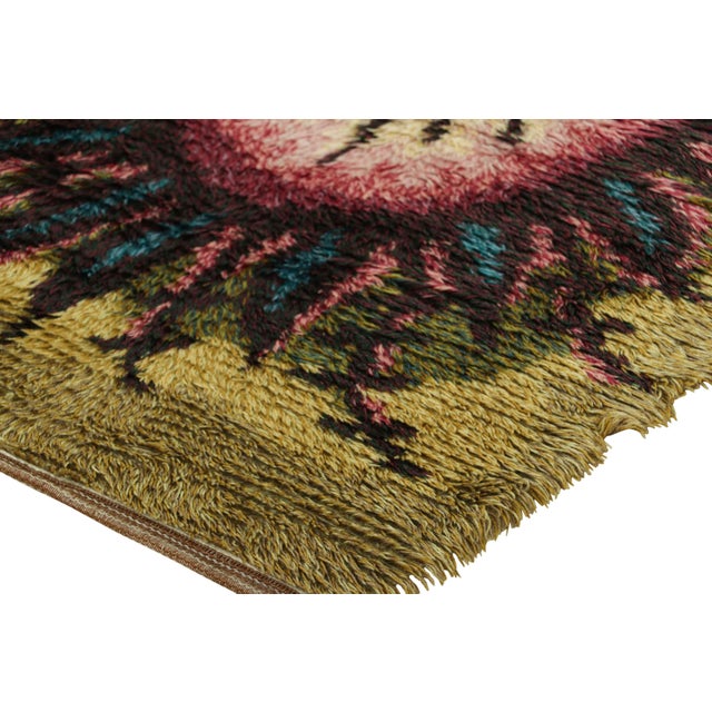 Vintage Swedish Rug in Green and Black With Medallion | Rug & Kilim For Sale In New York - Image 6 of 8