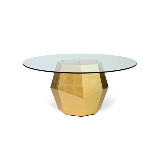 Rock Gold Leaf Dining Table by InsidherLand Dimensions: D 160 x W 160 x H 74 cm. Materials: Glass, wood, gold leaf. 130...