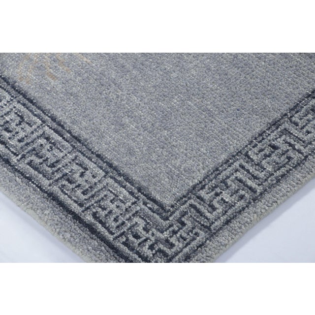 2010s Rug & Kilim’s Distressed Tiger Runner Rug in Blue With Beige and Brown Pictorial For Sale - Image 5 of 8