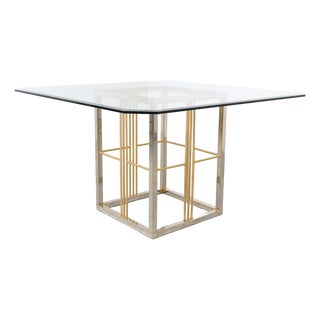 Vintage Brass and Glass Dining Table, 1970s For Sale