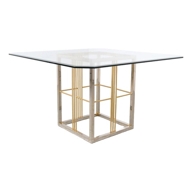 Vintage Brass and Glass Dining Table, 1970s For Sale