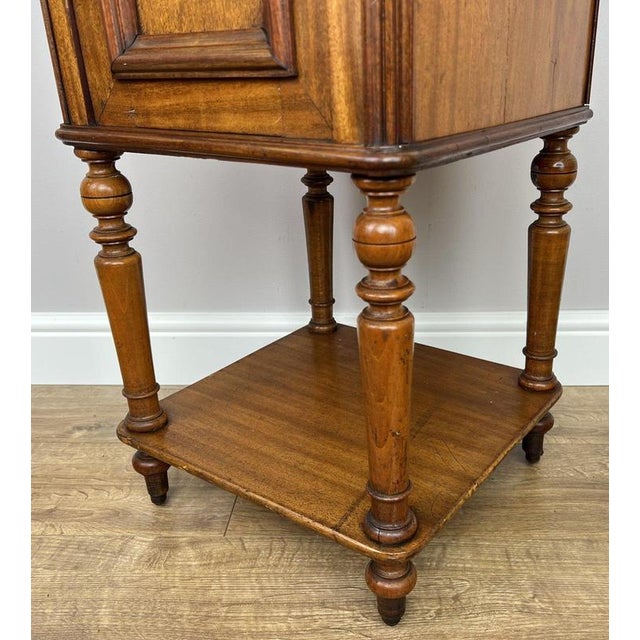 Antique French Walnut Bedside Table with Marble Top For Sale - Image 9 of 16
