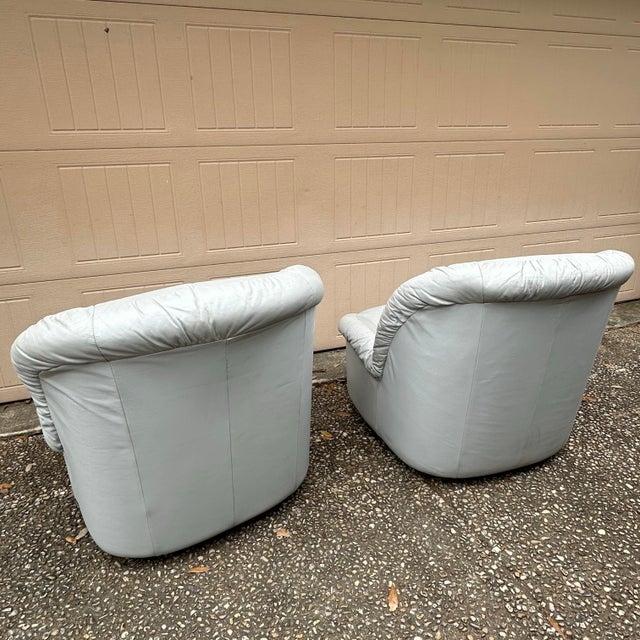 1980s Vintage Leather Postmodern Clam Swivel Rocker Chairs - Set of 2 ...