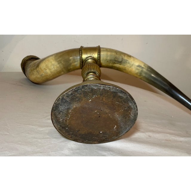 Huge Pair of Antique Bronze Mounted Read Horn Cornucopia Decor Statues Garniture For Sale - Image 15 of 16