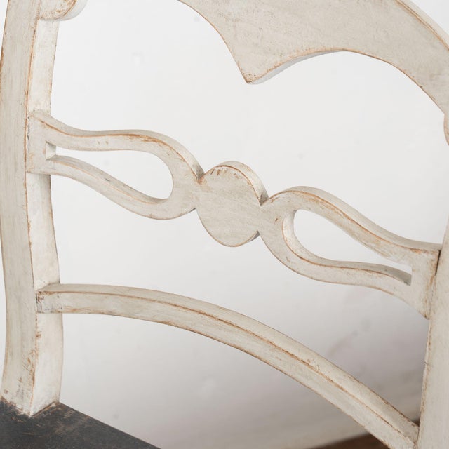 Late 19th Century Pair of Swedish Gustavian White Painted Benches With Black Seats For Sale - Image 9 of 15