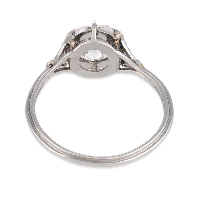 1920s Art Deco Gia 1.01 Carat Old Mine Diamond Platinum Engagement Ring, Size 5 For Sale In Los Angeles - Image 6 of 6