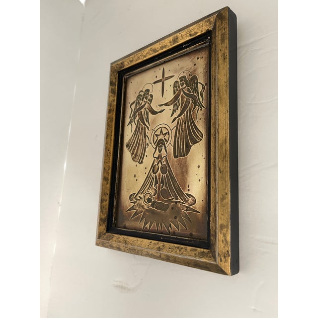 Mid 20th Century Art Deco Bronze Madonna and Child With Angels Icon For Sale In Jacksonville, FL - Image 6 of 8