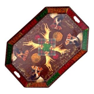 Decoupage Jack Russell Terrier Dog Tray by Holly Lueders for Henri Bendel 1997 For Sale