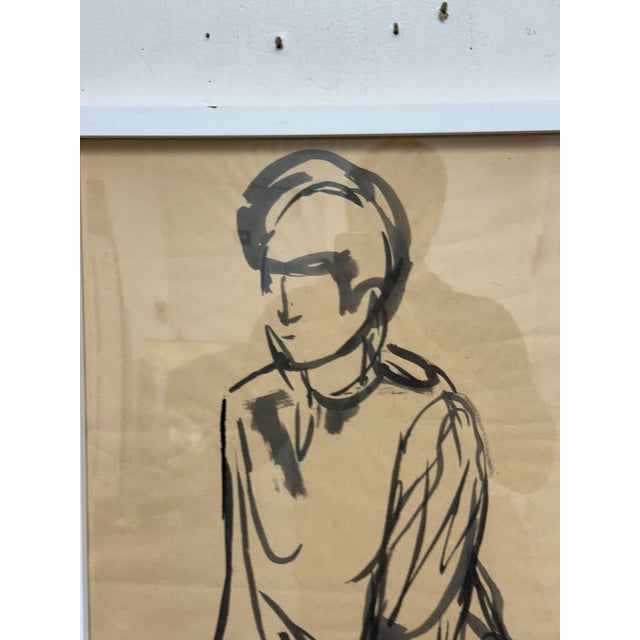 Figure Sketch of Ink on Paper, Framed For Sale In San Francisco - Image 6 of 12