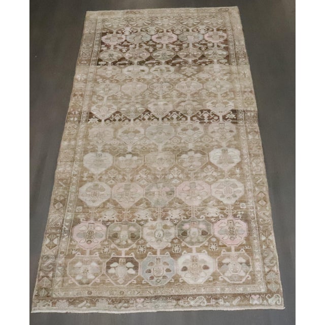 Vintage Persian Brown Pink Carpet - 4'8" x 9'2" For Sale - Image 4 of 8