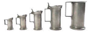 Antique French Pewter Measures - Graduated Set of 5