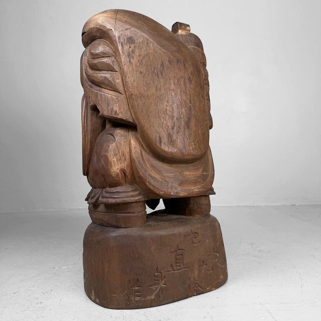 Wood Large Vintage Japanese Wooden Daikoku Statue, 1930s For Sale - Image 7 of 12