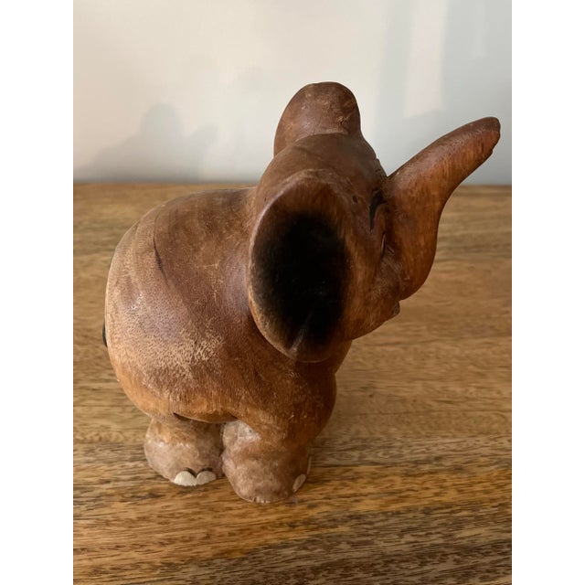 1960s 1960s Hand-Carved Wood Elephant Figurine For Sale - Image 5 of 9